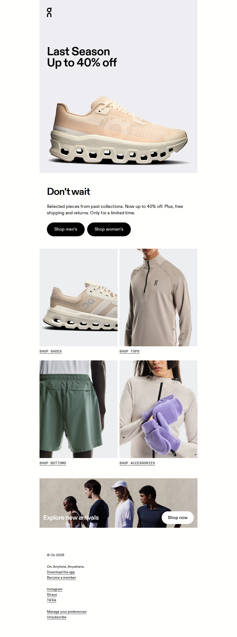 ☁️ Last Season: Up to 40% off