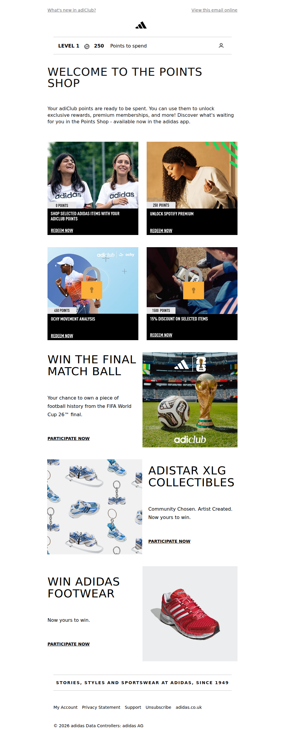 You have 250 points to spend for reward!