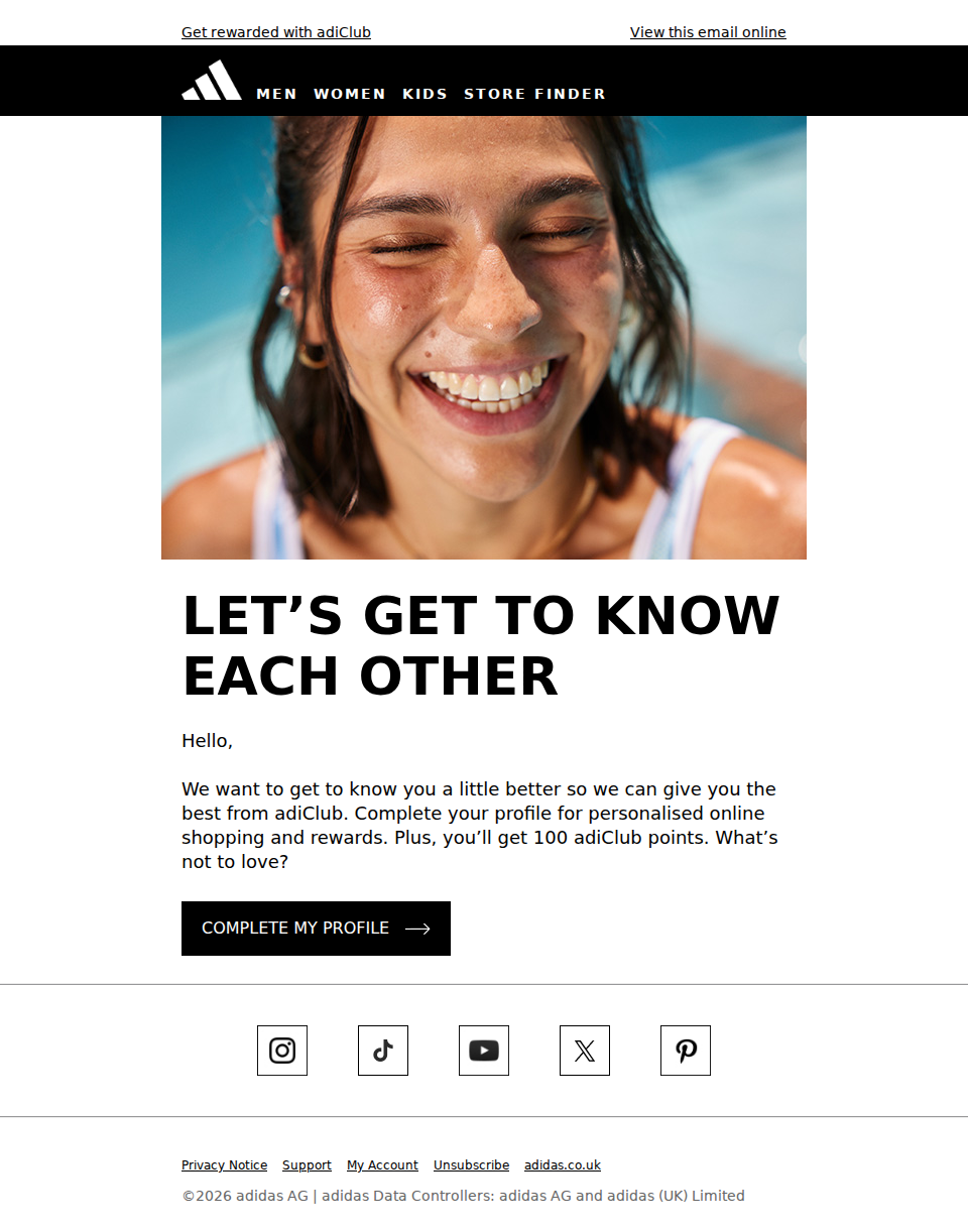 Earn 100 points for completing your profile