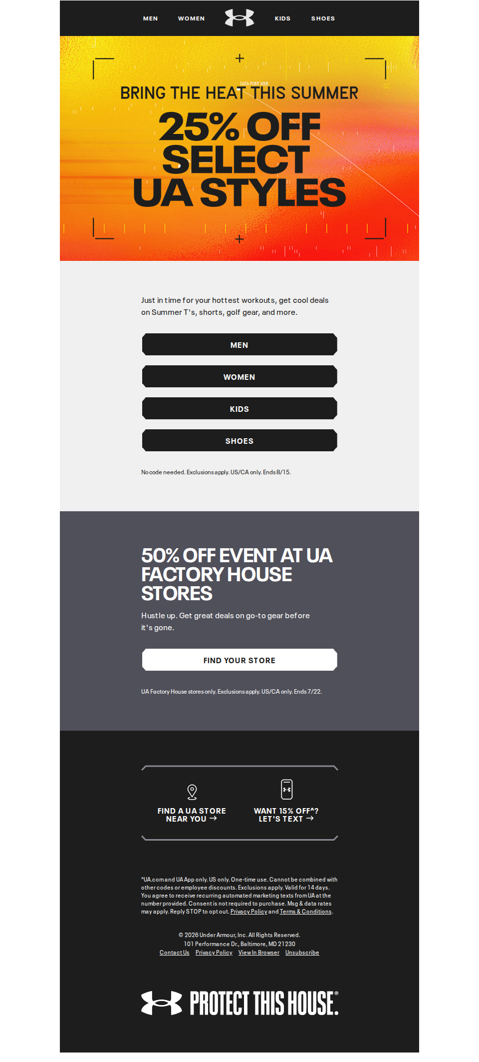 Save 25% off on select UA styles ☀️