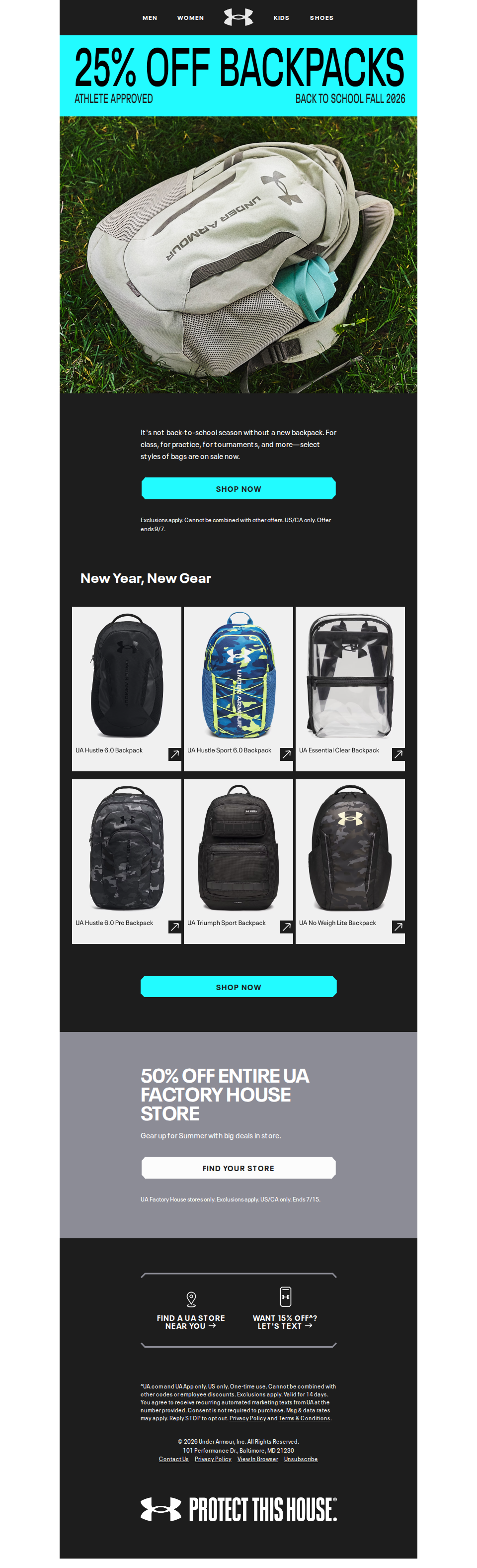 25% off backpacks for back-to-school