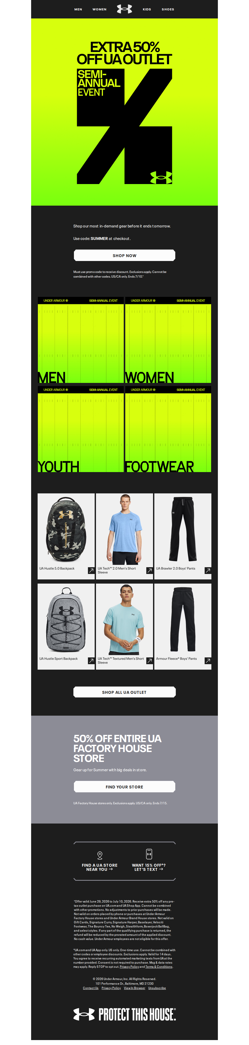 Extra 50% off UA Outlet ends tomorrow ⏰‼️