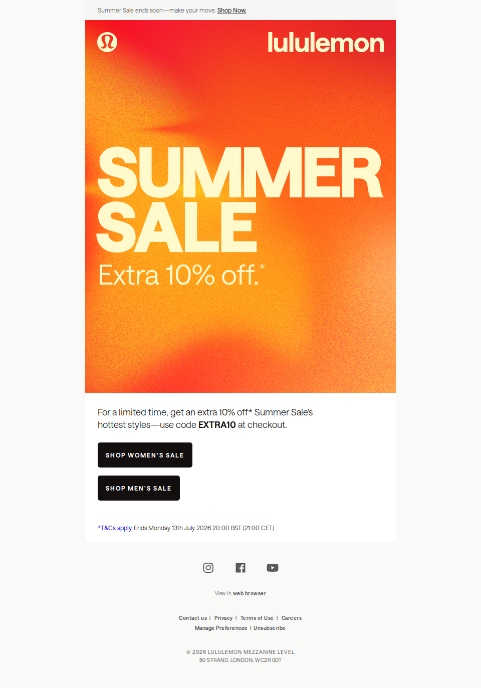 Extra 10% off Summer Sale.